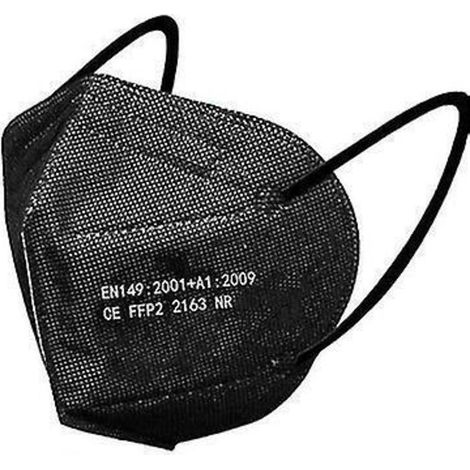 Masques pour enfants KN95, masques FFP2 à cinq couches de protection - Lot de 50 - Noir (1/3)