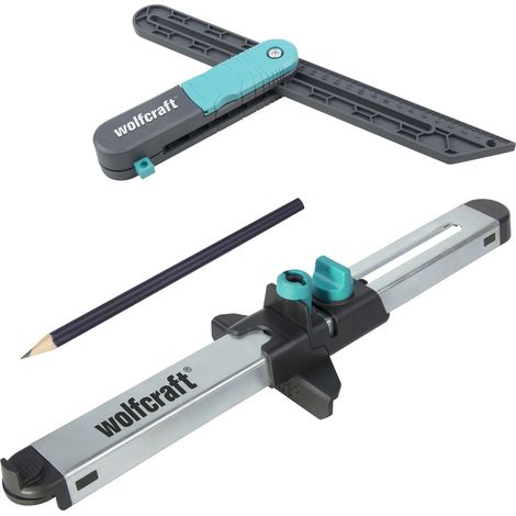 wolfcraft - Kit Fausse Équerre avec Trusquin et Copieur Parallèle. pour Sols Vinyles et Stratifié - réf. 8660000
