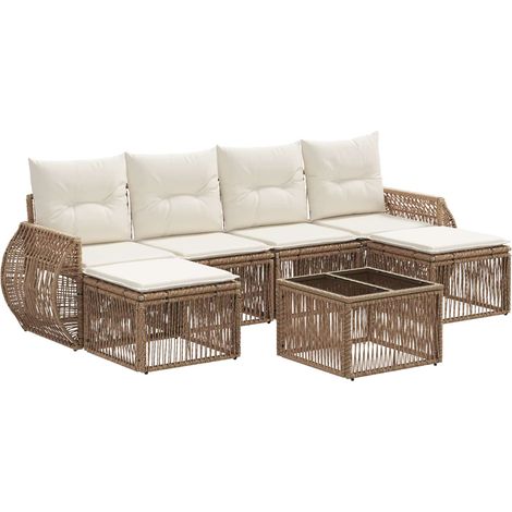 Ensemble de canapé de jardin 7 pcs Beige et blanc crème vidaXL