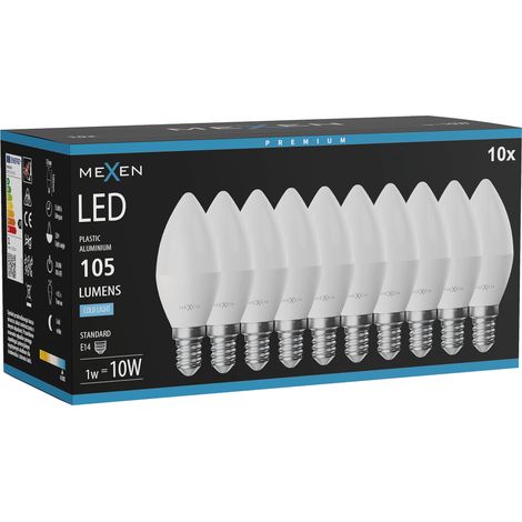 Mexen Nova 10x Ampoule LED E14, C37, 1W, Froid - 6500K, 105 lm - L102-E14-0165-01x10 (1/3)