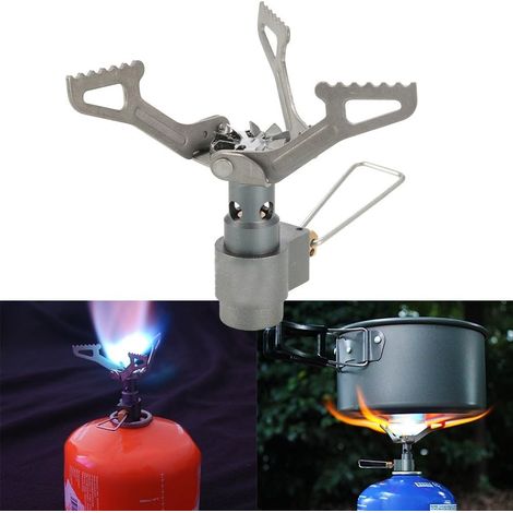 Fornello da escursionismo ultraleggero in titanio, fornello a gas, fornello da esterno, compatibile con forno 3000T per cucinare all'aperto, cucinare in campeggio (1/4)