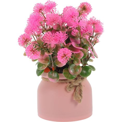Fleurs Artificielles Réalistes en Pot Rose pour Décoration Intérieure, Plante en Plastique et Soie, pour Table Basse et Espace Comptoir (1/5)