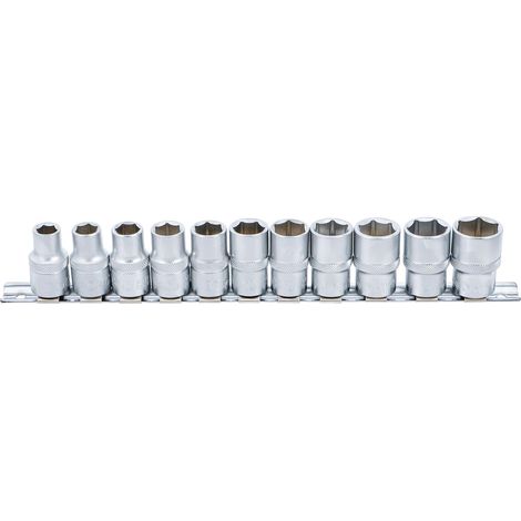 BGS Steckschlüssel-Einsatz-Satz, Sechskant Antrieb Innenvierkant 12,5 mm (1/2 Zoll) SW 10 - 21 mm 11 teilig (1/4)