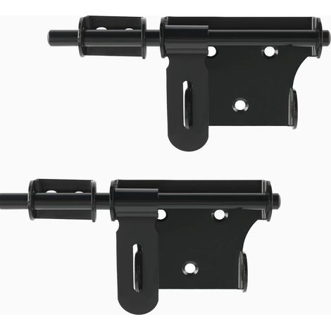 Robuste Verrou Porte Coulissante,Exterieur/Interieure, Loquet Portail en Acier Inoxydable pour Fenêtre, Placard et Jardin, Finition Noire Mate, Barre de 150MM (1/4)