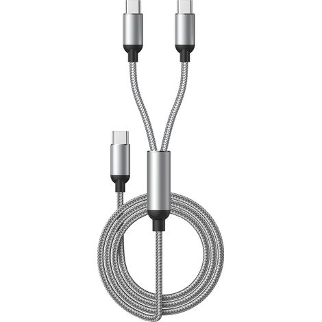 Câble Multi USB C, 2 en 1 60W Câble USB C Charge Rapide PD 3A Cable USBC vers USBC Cable Multi Chargeur Nylon Tressé pour iPhone 17 16 15 Pro Max, Samsung Galaxy S25 S24 Ultra iPad MacBook 1.2M (1/5)