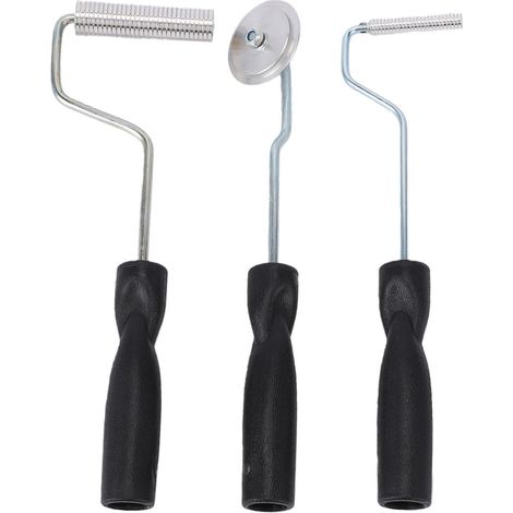 Kit de 3 outils à rouleaux en fibre de verre pour la stratification de résine en acier, idéal pour la réparation de baignoires, douches et bateaux. (1/5)