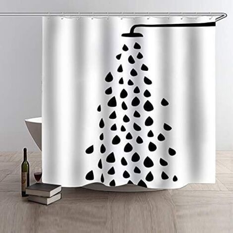 Waterproof shower curtain 180x180cm – Mildew resistant – 12 hooks included – Machine washable polyester fabric (1/3)