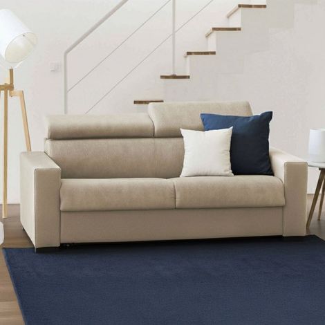 Talamo Italia Sofá fijo Leila, Sofá de 2 plazas, 100% Made in Italy, Sofá Sala de estar, en tela acolchada, con reposacabezas ajustable y reposabrazos estándar, Cm 180x95h85, Beige, con embalaje refor (1/4)