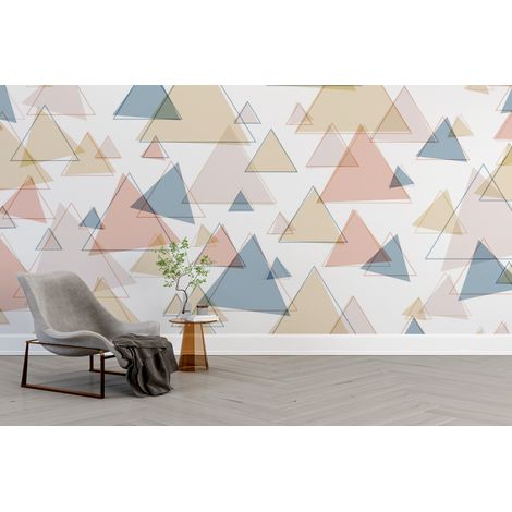 Papier peint géométrique - mosaïque de triangles pastel graphiques - 150 x 250 cm (1/2)