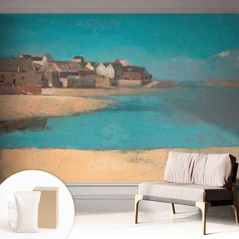 Tapete Vliestapete mit Kleber - trendige Wanddeko - elegant Fototapete für Wohnzimmer - Schlafzimmer Ruhiges Dorf 312x219 cm (1/5)