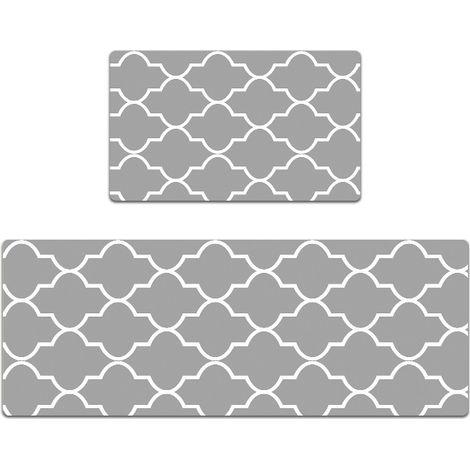 Direct supply anti-fatigue kitchen mat, washable, wipeable doormat, entrance mat, PVC foam mat - gray crown flower - 4470CM