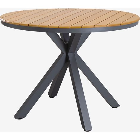 Mesa de jardín redonda en madera de eucalipto y aluminio Archer SKLUM Ø100 cm