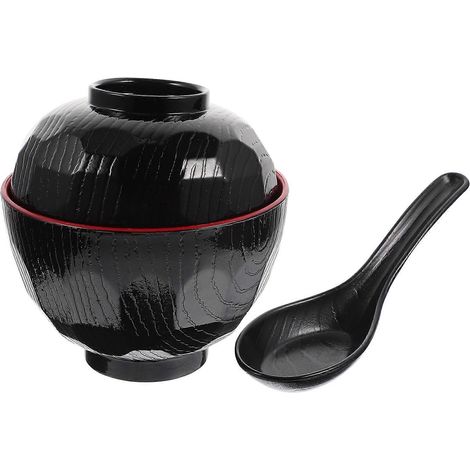1 bol à soupe miso japonais avec cuillère, bol à riz de style japonais, bol à soupe miso couvert (1/5)