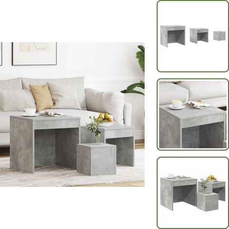 Tables gigognes 3 pcs Gris béton Aggloméré - Table Basse - Table D'appoint - Set De Tables - Meubles Modernes - Mobilier Gris (1/5)