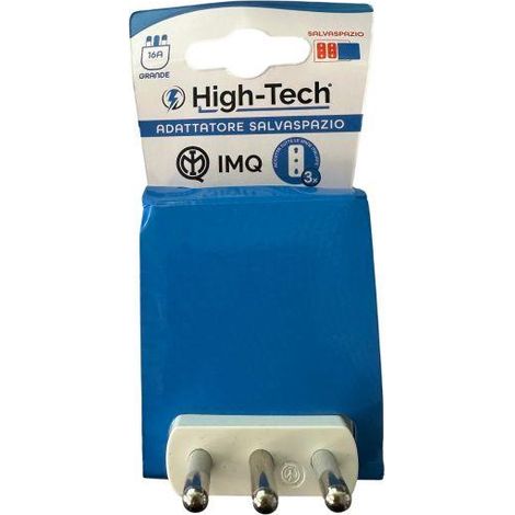 HIGH-TECH ADATTATORE SALVASPAZIO 3 USCITE BIPASSO 16A 2P+T BIANCO MATERIALE ELETTRICO