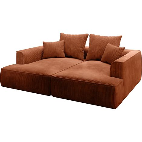 Divano 3 posti seduta comoda e profonda in velluto a coste Terracotta - PINETA