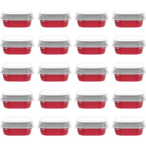 20 lots de moules à pudding multifonctionnels pour la maison, contenants à cupcakes pratiques pour desserts-11.2X11.2CM-Red (1/3)