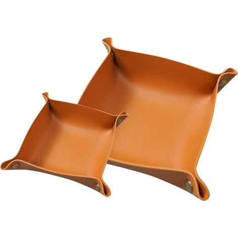 Plateau De Rangement - Cuir Véritable - Pour Clés Bijoux Montres Pièces Accessoires Personnels - 1 Pièce (1/5)