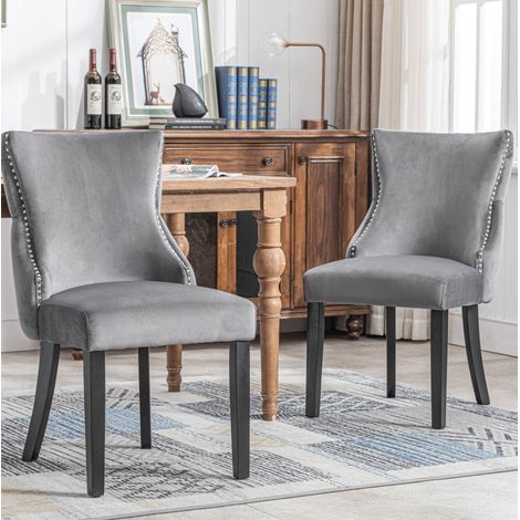 chaise salle a manger capitonnée velours bois massif OKMYHOME (1/5)