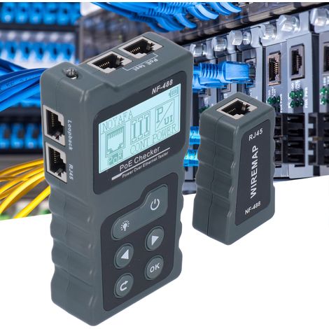 Testeur PoE multifonctionnel NOYAFA NF-488 : identifie automatiquement la tension PoE, le circuit de charge et l’alimentation des caméras connectées à distance. (1/5)