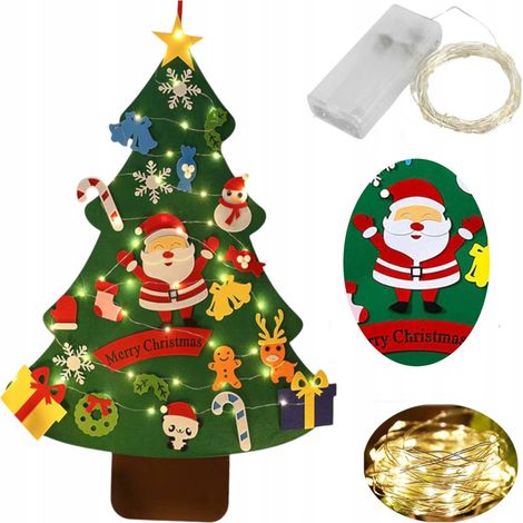 Adorno de fieltro con cadena de luces LED para árbol de Navidad para niños, 85 cm, C3M (1/4)