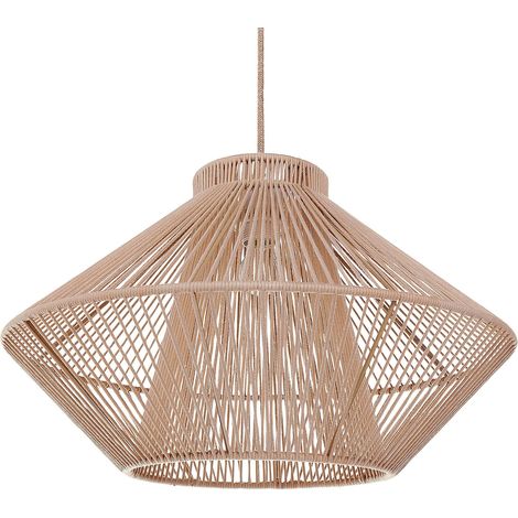 Lampada a sospensione di carta con paralume strutturato naturale in stile giapponese Palmetto