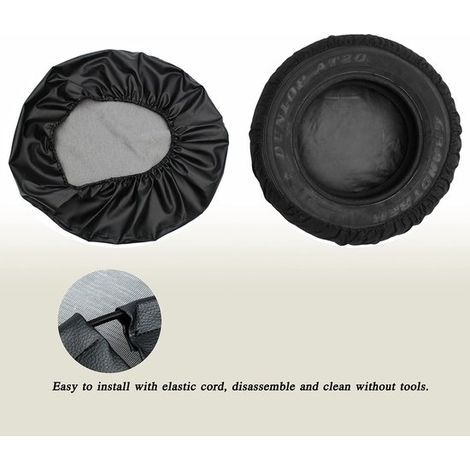 Funda para rueda de repuesto,Funda universal impermeable para rueda de repuesto,Piel sintética de PVC,Diámetro de la rueda: 70-75 cm,Color negro (1/4)