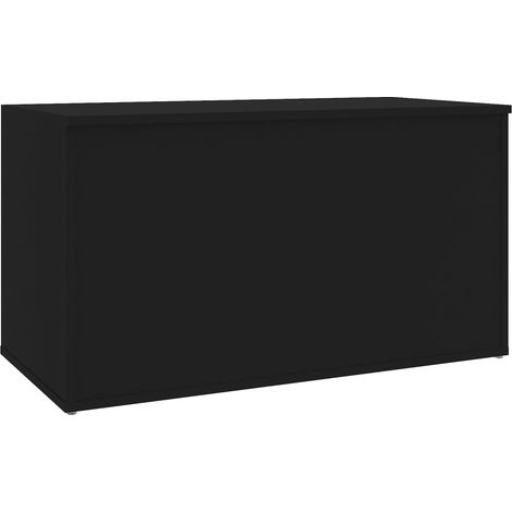 Coffre de rangement en bois Pomy L84xH46xP42 – Pratique et polyvalent-Noir (1/5)