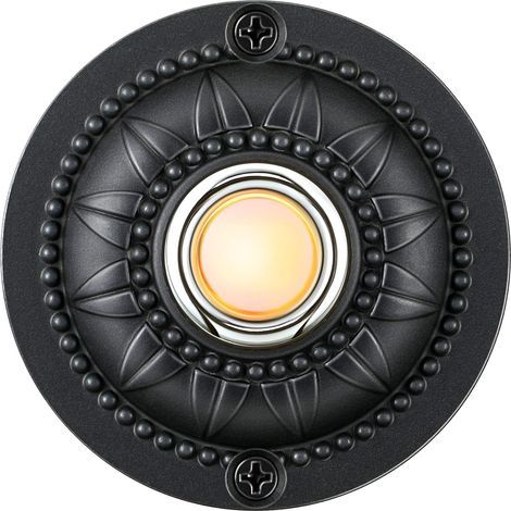 Bouton de sonnette rond en métal – Bouton-poussoir pour sonnette de porte d'entrée (Noir) (1/4)