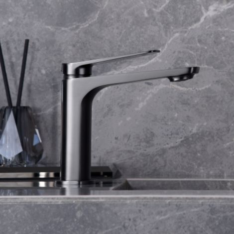 Imex - Grifo Monomando Lavabo Caño Bajo Black Gun Serie Nápoles