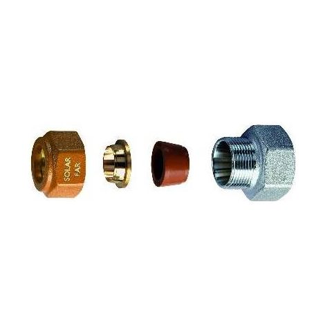 NIPPLE FEMMINA COMPLETO DI KIT DI TENUTA PER IMPIANTI SOLARI Misura: 3/4 - Diam. 16