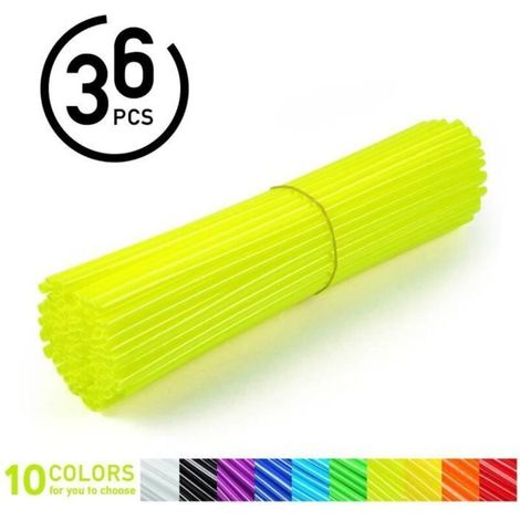 BELLE TECH 36Pcs Protège Rayons Roues Motocross Jantes Peaux Off Kit De Protection Enveloppe De Moto -Jaune Clair (1/3)