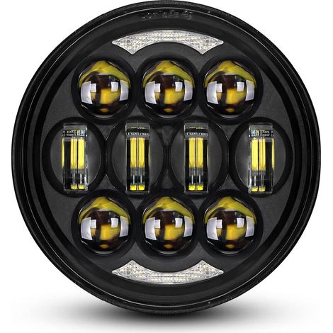 DOT approuvé 80W 5-3/4" 5,75" rond LED projecteur phare compatible avec Dyna Street Bob Super large glisse bas rider nuit tige train Softail Deuce personnalisé Sportster fer 883, noir