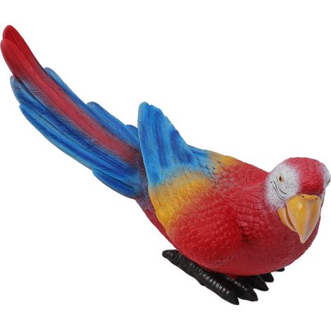 Statue de Perroquet Rouge Résine Synthétique Réaliste pour Jardin, Balcon ou Intérieur - Décor Étanche (1/5)