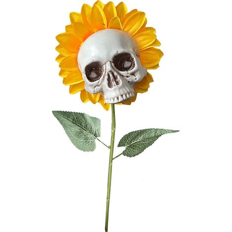 Halloween-Dekoration: Künstliche Sonnenblumen-Totenkopf-Gartenblume, einstielig, einköpfig, Stil B.