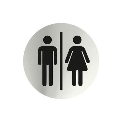 Señal informativa Serv. Femenino/Masculino, de acero inoxidable Ø70mm SEKURECO (1/2)