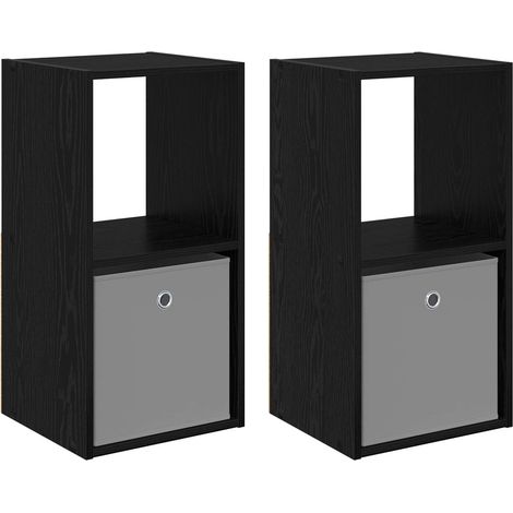 Set di 2 Comodino Armadio da Notte Mobiletto da notte Rovere Nero 35 x 32 x 68,5 cm Legno multistrato (1/5)