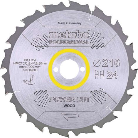 Metabo - Disco de sierra para madera, 216x30 mm, 24 dientes 628009000