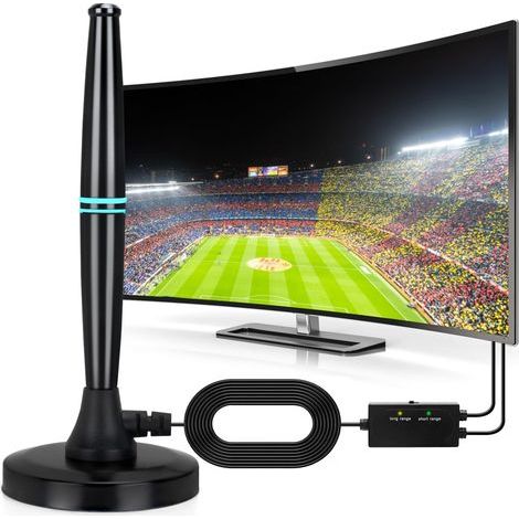 Antenne HDTV intérieure – Réception longue portée à 360° avec base magnétique, amplificateur de signal à gain élevé (1/5)