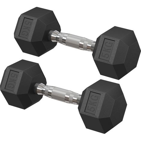 Songmics – Ensemble de 2 haltères hexagonaux 10 kg – Poignée antidérapante 130 mm – Conception silencieuse et respectueuse du sol – Pour musculation à domicile (1/5)