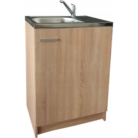 Küchenschrank - 60 x 50 cm - Eiche Sonoma - Praktisch und Elegant - Mit Siphon und Wasserhahn (1/5)