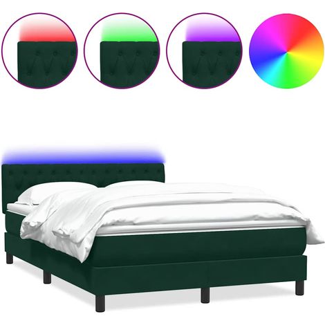 Maison Exclusive - Letto a Molle con Materasso e LED Verde Scuro 160x220 cm Velluto