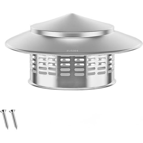 Stainless Steel Chimney Cap Roof Rain Cap Round Roof Vent Hood with Screws for 200mm Chimney Pipe (1/5)