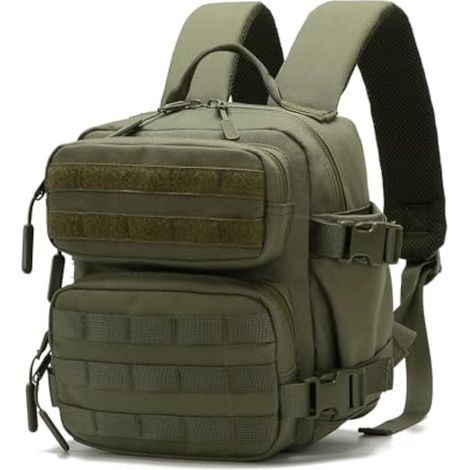 Mini sac à dos 9L pour homme et femme, petit sac à dos pour gym, randonnée, voyage, sport, course à pied, A07-vert, Small, Mini sac à dos tactique (1/4)