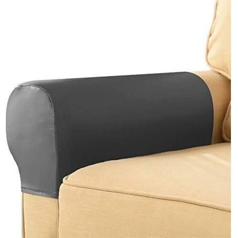 Lot de 2 housses d'accoudoirs extensibles en cuir PU imperméable pour chaises et canapés, housse de fauteuil pour canapé inclinable, antidérapantes, lavables, protection d'accoudoirs (gris) (1/3)