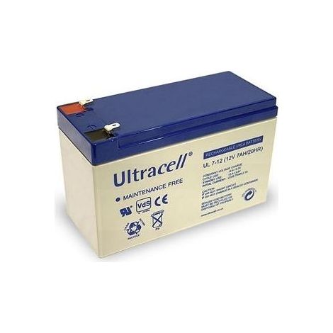 Ultracell Batterie au plomb 12 V, 7 Ah (UL7-12), Faston (4,8 mm) Batterie au plomb, VdS
