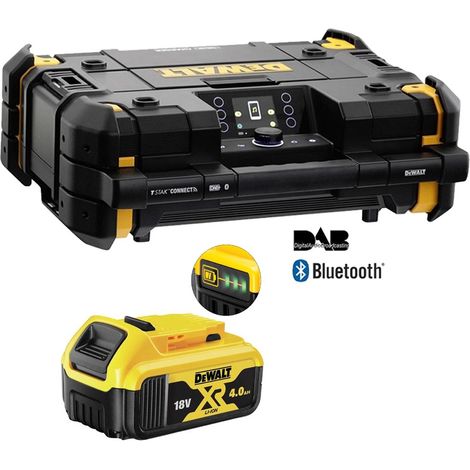 Dewalt 18v Tstak DAB Digital Site Radio Bluetooth Charger USB + 4.0AH Battery (1/5)