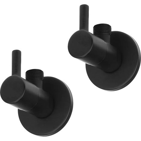 Coppia valvole da arresto tonde nero opaco attacchi 1/2G x 3/8G (1/5)