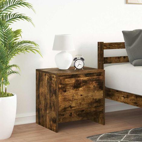 vidaXL Mesita noche 2 uds madera ingeniería roble ahumado 45x34x44,5cm (1/5)
