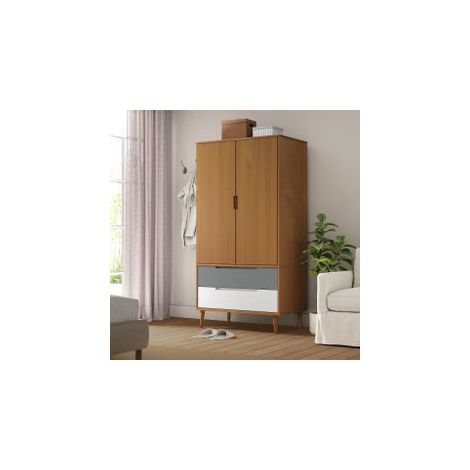 Garde-robe MOLDE Marron 90x55x175 Bois massif de pin (1/5)